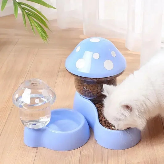 Cat Pet Automatic Feeder Water Dispenser Cute Mushroom Large Capacity Food Container Anti Spill Pet Bowl Water Storage supplies