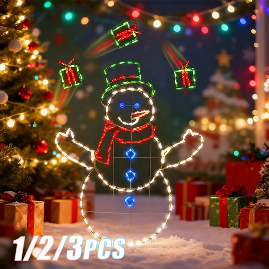 1-3PCS Christmas Glowing Snowman Decoration for Window Display Holiday Scene Decor Festive Ornament Craft Home Décor