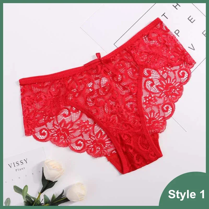 Women's Panties Elegant Lace Transparent Underwear Hollow Out Female Low Waist Briefs Breathable Lingerie Intimates Underpants