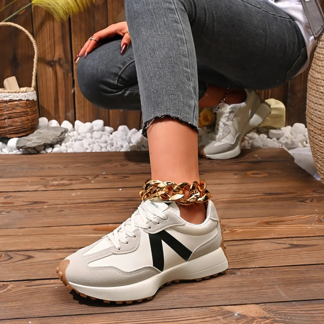 Meilecheng Damen Sneakers Bequem - Rutschfest PU Innensohle
