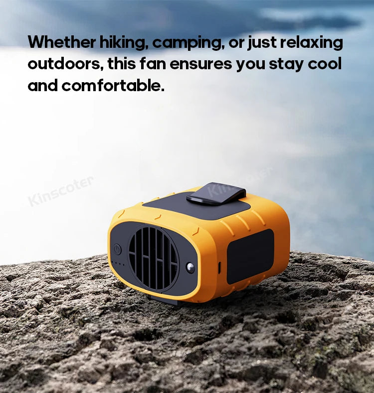 KINSCOTER Tragbarer Outdoor Hüft-Ventilator - 8000mAh LED Beleuchtung Multifunktional Nacken-Ventilator Power Bank
