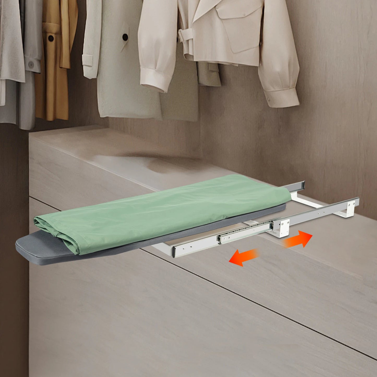 Faltbarer Bügelbrett-Schrank Grau 180 ° Rotation Pull-out Folding Für Verschiedene Kleidungsstücke