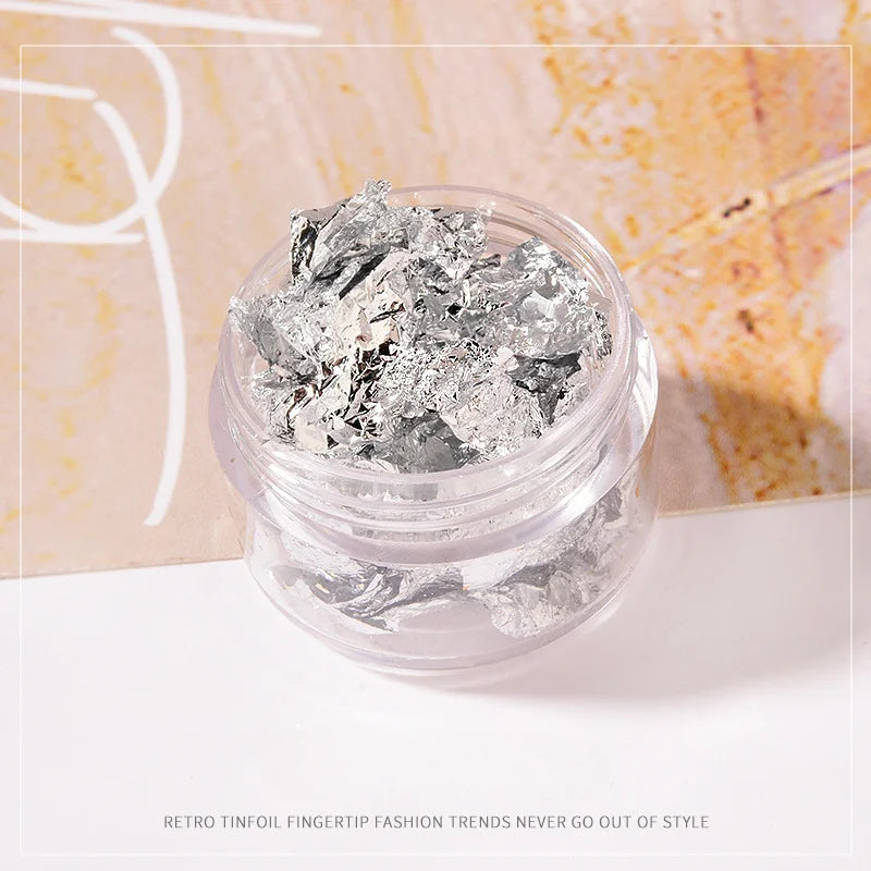 Rose Gold Silver Irregular Foil Paper Fragments Nail Art Sequin Sticker Glitter DIY Manicure UV Gel Polish Nail Decoration Tools