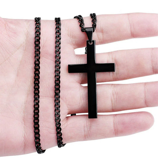 UAXPEOC Kreuz Anhänger Unisex - Edelstahl Vergoldet 55cm