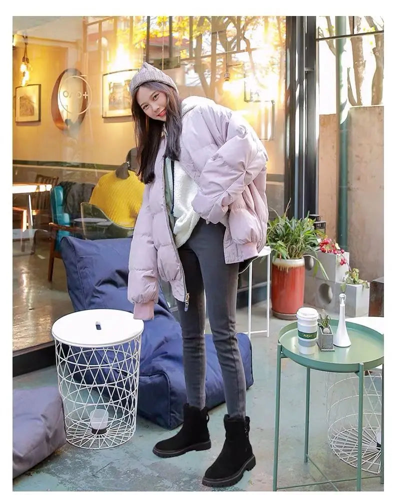 Cizme de zăpadă TULXCN căptușite cu blană din catifea caldă - talpă înaltă până la gleznă, fără slip, branț din PVC