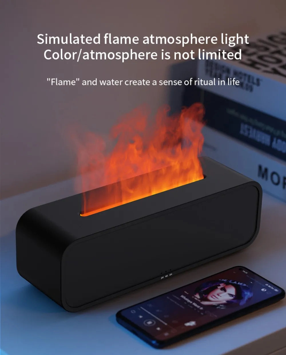 Humidifier Flame Aromatherapy Diffuser Can Add Essential Oils 7 Colours Flame Diffuser Timing Protection USB Desktop Humidifier