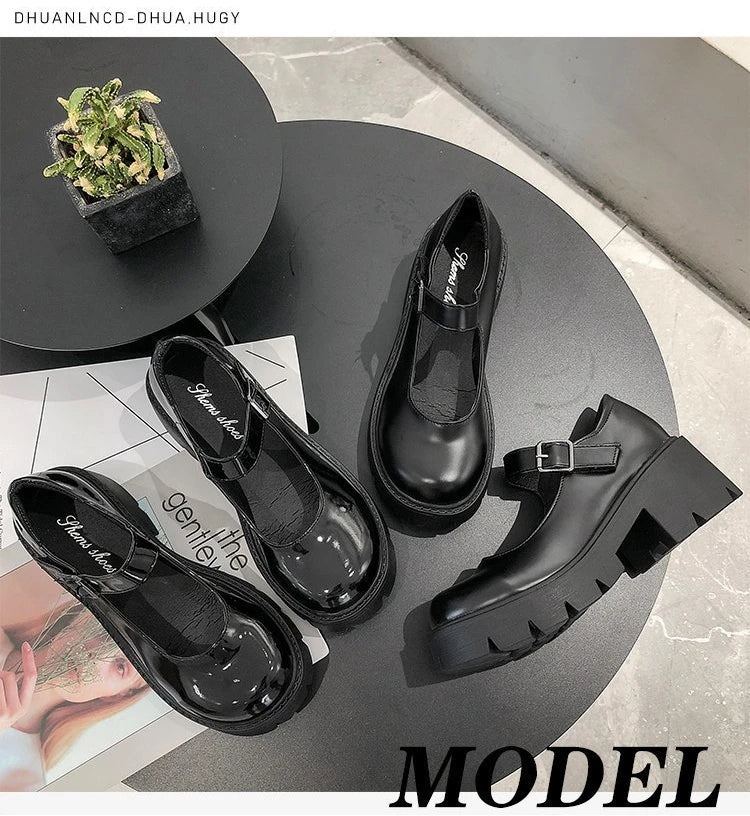 Frauen Schuhe 2025 - Neue Mädchen Lolita Schuhe Leder Herz Knöchel - Mary Jane Schuhe Süß Sexy Retro British Style