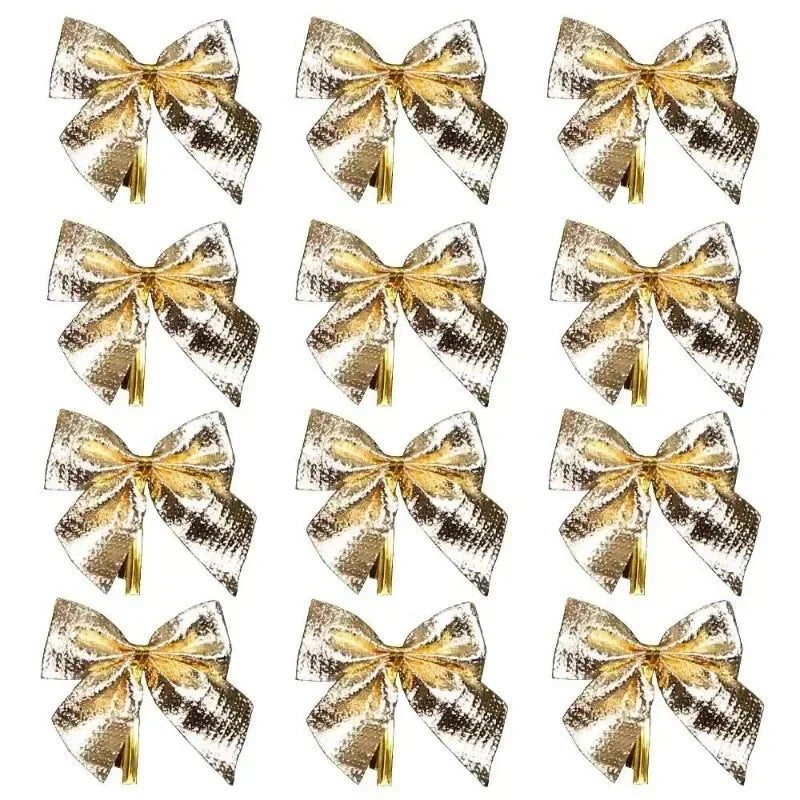 Choice 240/12PCS Mini Schleifen Anhänger Rot Gold - Größe 4 cm Kunststoff