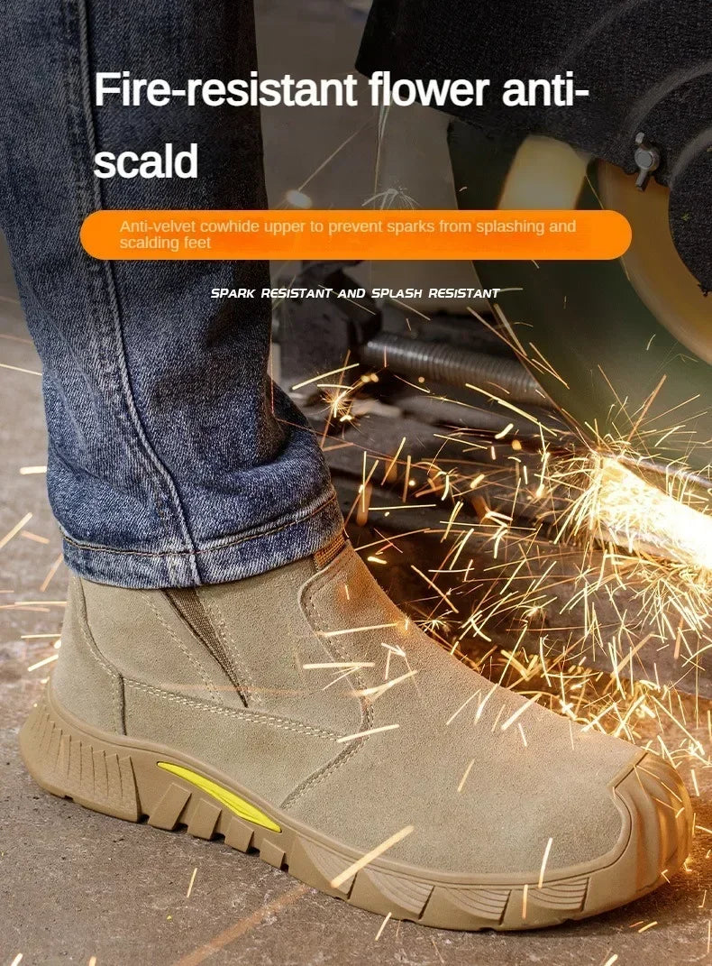 ZQXYZ 7100 Stahlkappe-Arbeitsschuhe - Gr 44; Leder; Gummi