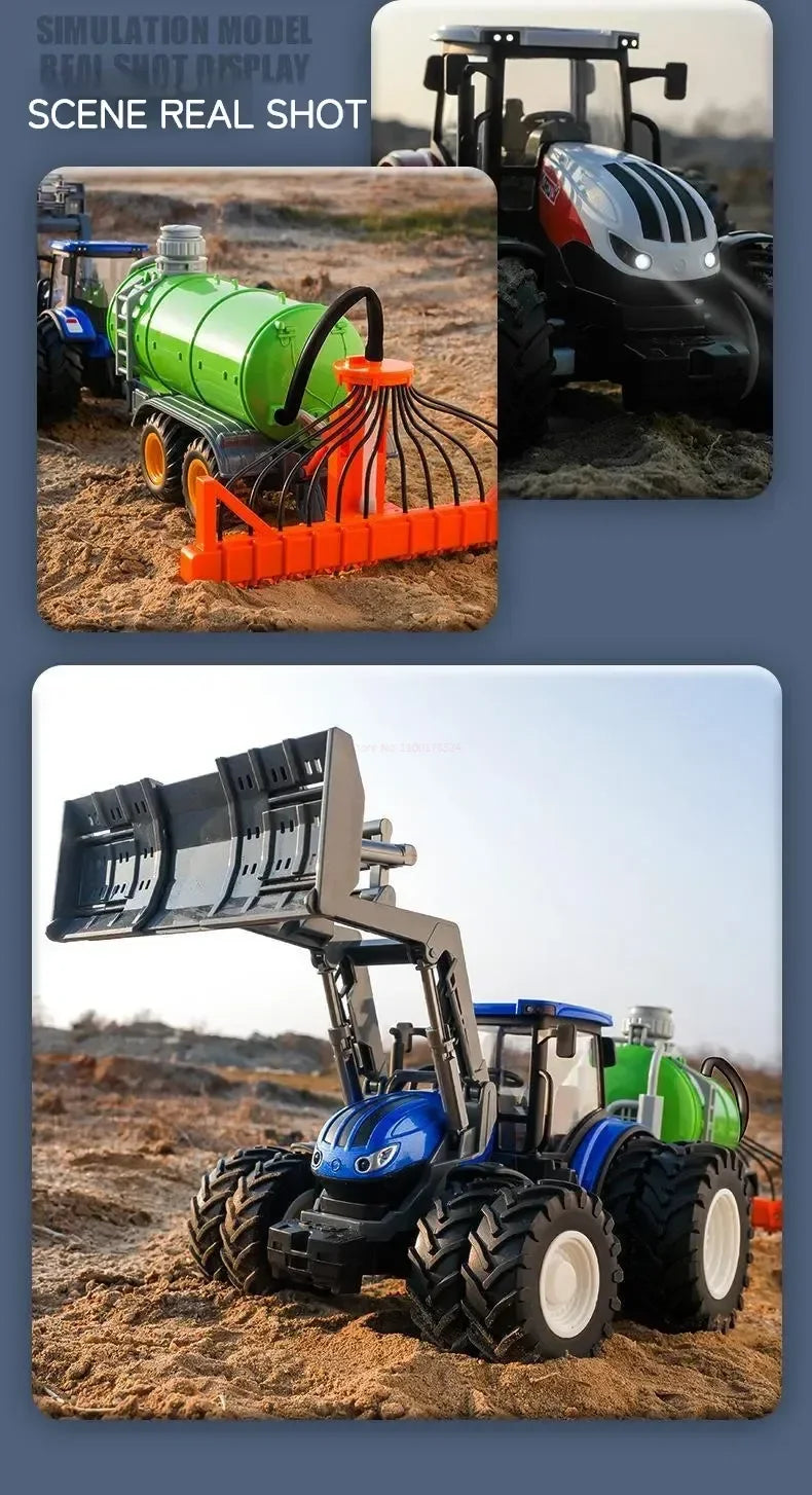 RC Auto 1:24 Legierung Ferngesteuert Traktor Spielzeug Mit Scheinwerfer Simulation Elektrisch Farm Truck Spielzeug Set Kind Outdoor Spielzeug Geschenke