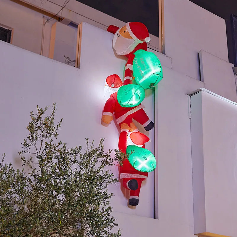 Christmas Inflatable Model,climbing Wall Santa Claus Glowing Inflatable Model, Outdoor Garden Scene Decoration Hanging Ornaments