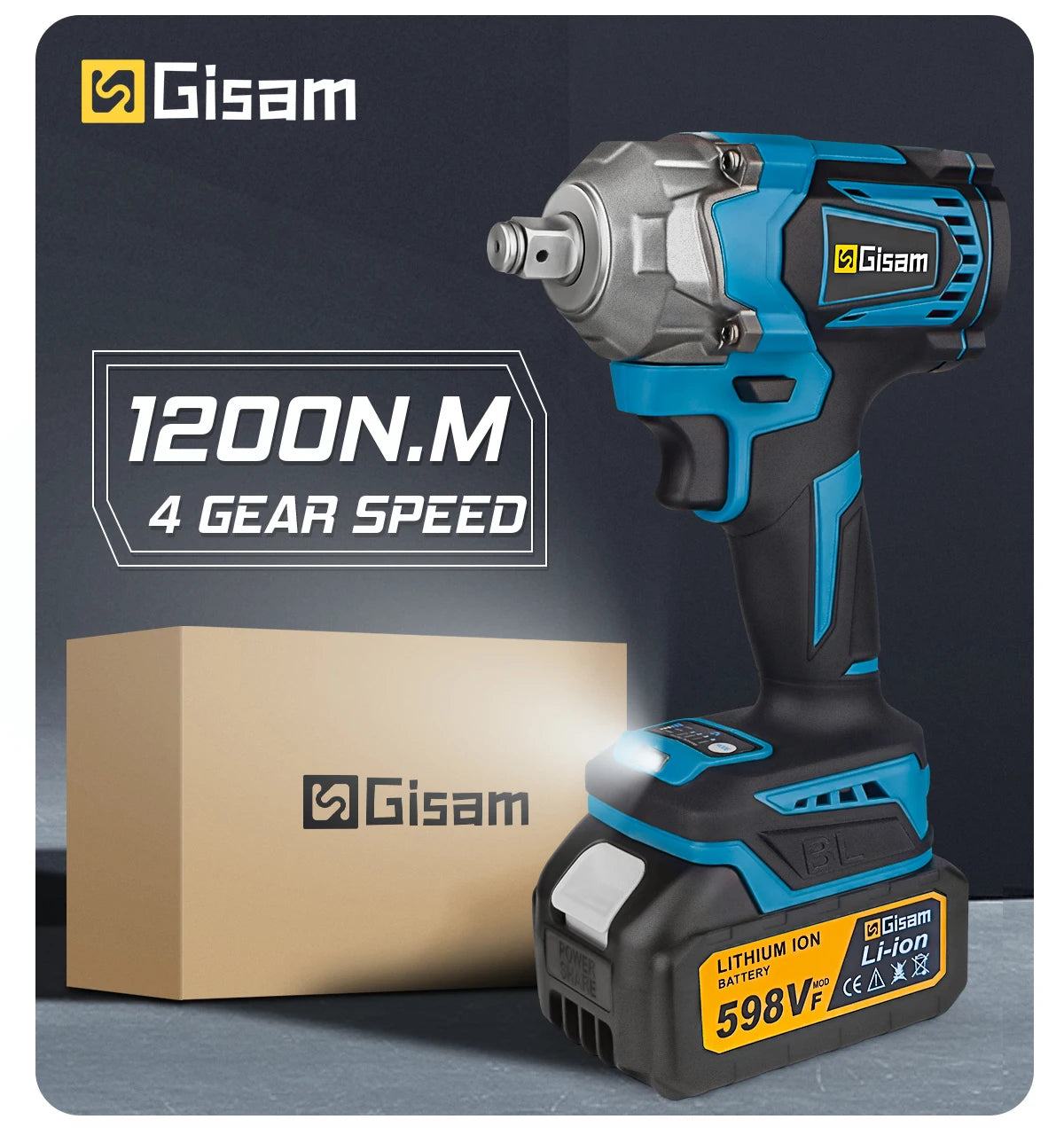 Gisam Brushless Akku-Schlagschrauber - 1200 Nm 1/2 18V