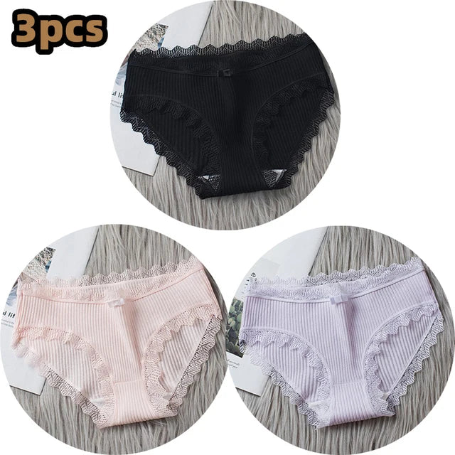 Damen Lingerie Unterwäsche mit Schleife Baumwolle Niedrig Bund Einfaches Design Komfortabel