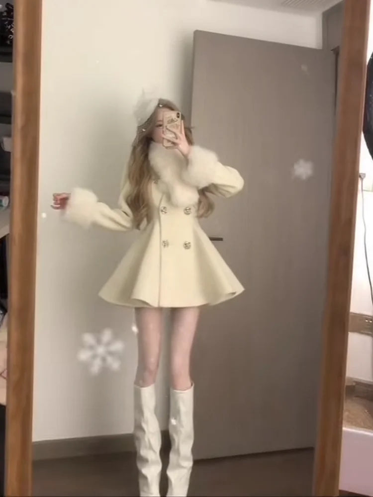 Palton de lână, cald, pentru femei - Lână, gros, S-XL