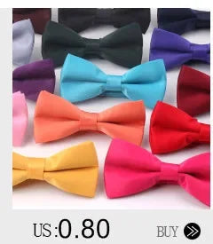 Solid Colors Polyester Adjustable Men's Accessory Set Elegant Pre-Tied Bow Tie Matching Pocket Square & Cufflinks for Wedding