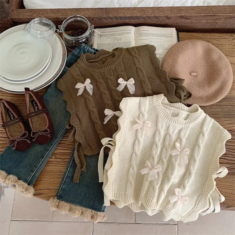 Koreanische Kinder Strickweste - Dicke Weiche Wolle Gr 1-3y