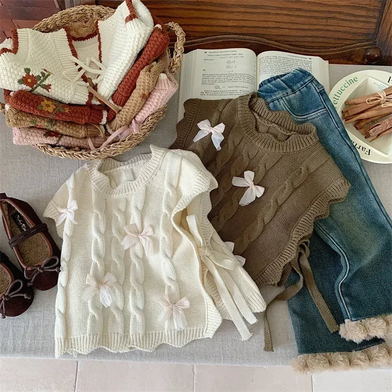 Koreanische Kinder Strickweste - Dicke Weiche Wolle Gr 1-3y