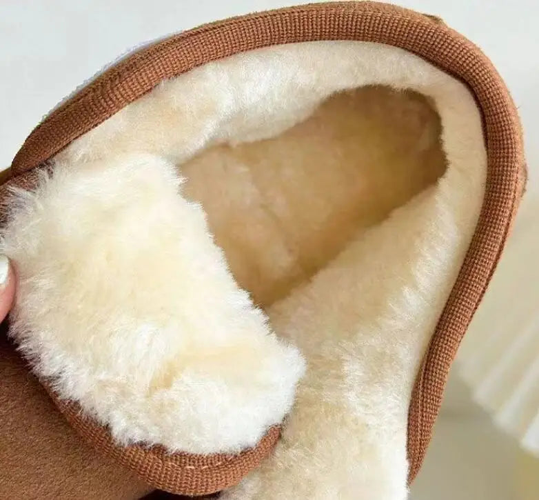 Kinder Winter Schnee Stiefel Neue 2025, Faux Wildleder Warme Plüsch Baumwolle Schuhe Jungen Mode Anti-slip Gummi Sohle mädchen Stiefeletten