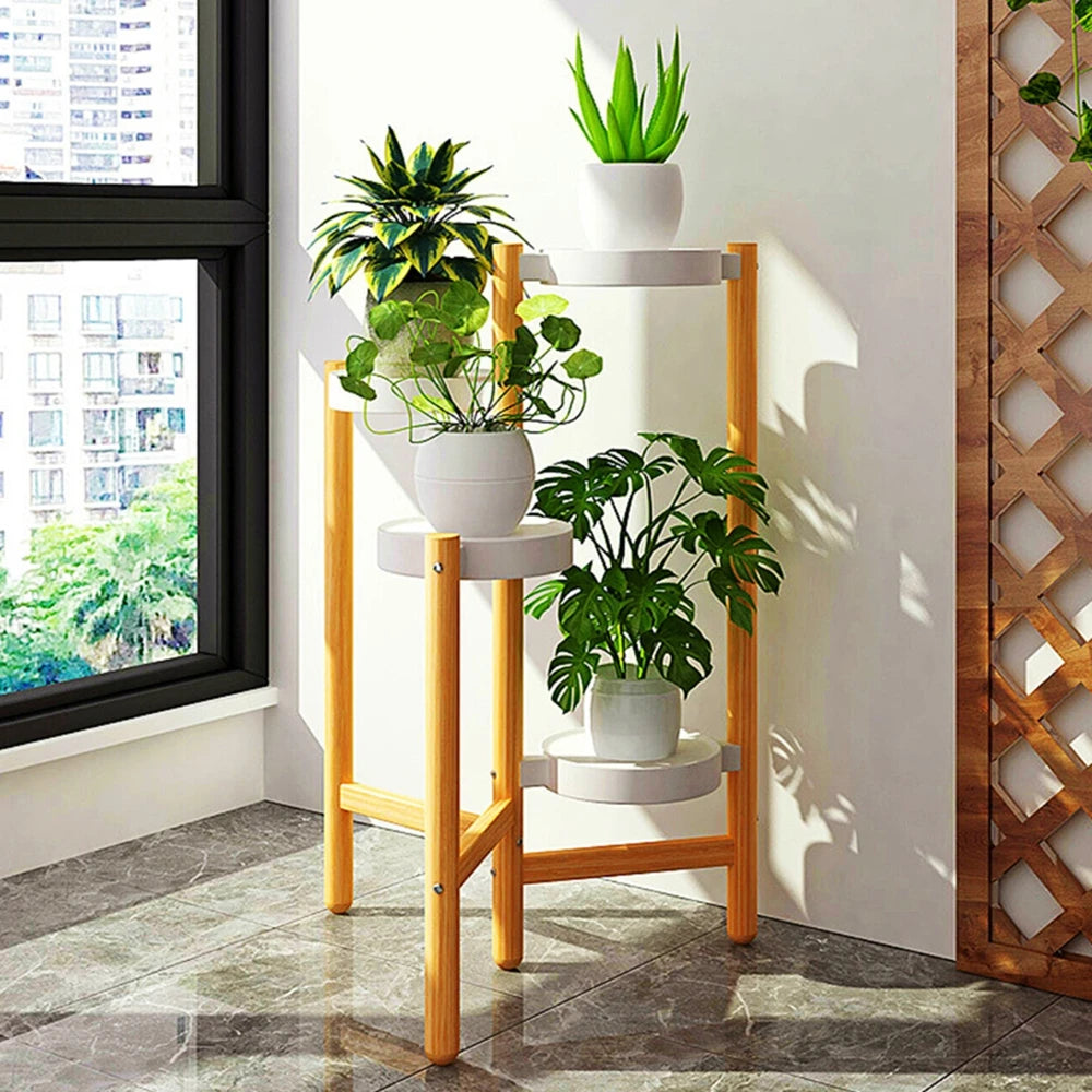 Wisfor Pflanzenständer Bambus 4-stufig Tragkraft 10 kg je Stufe