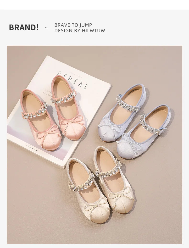 Kinder Prinzessin Schuhe 2025 - Modische Wasser Strass Mädchen Kleine Leder Schuhe - Frühling Neu Weiche Sohle Einzelschuhe 4-6J
