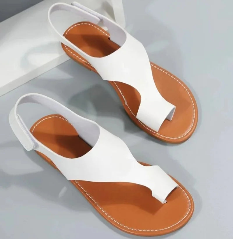 Women's Sandals Flats Flip-flops Summer 2024 New Casual Elegant Woman Shoes with Low Heels Luxury Best Selling Comfortable White