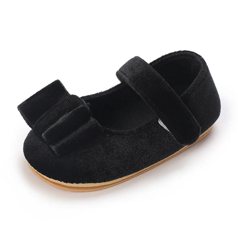 Baby-Prinzessinnen-Schuhe 2025: Velvet-Bow Flat-Shoes - First Step Collection