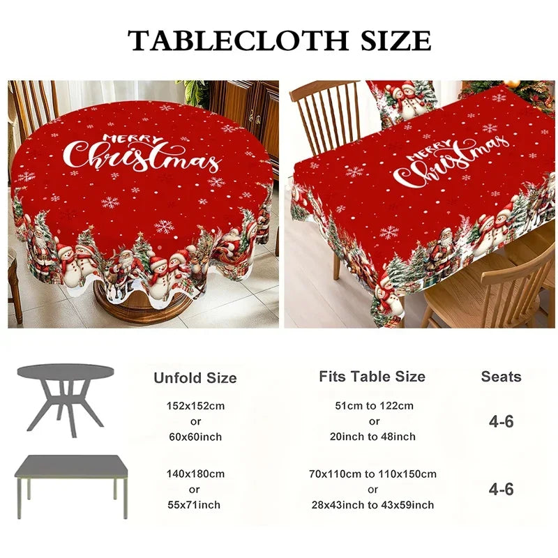 Christmas Tablecloth Christmas Decorations for Home 2025 Xmas Gifts Navidad New Year Winter Holiday Kitchen Dining Table Cover