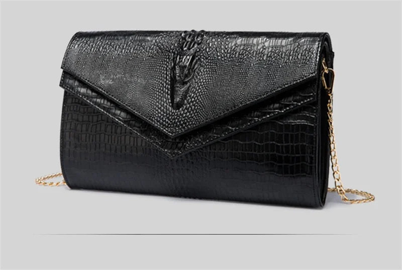 Crocodile pattern leather bag women cowhide shoulder clutch