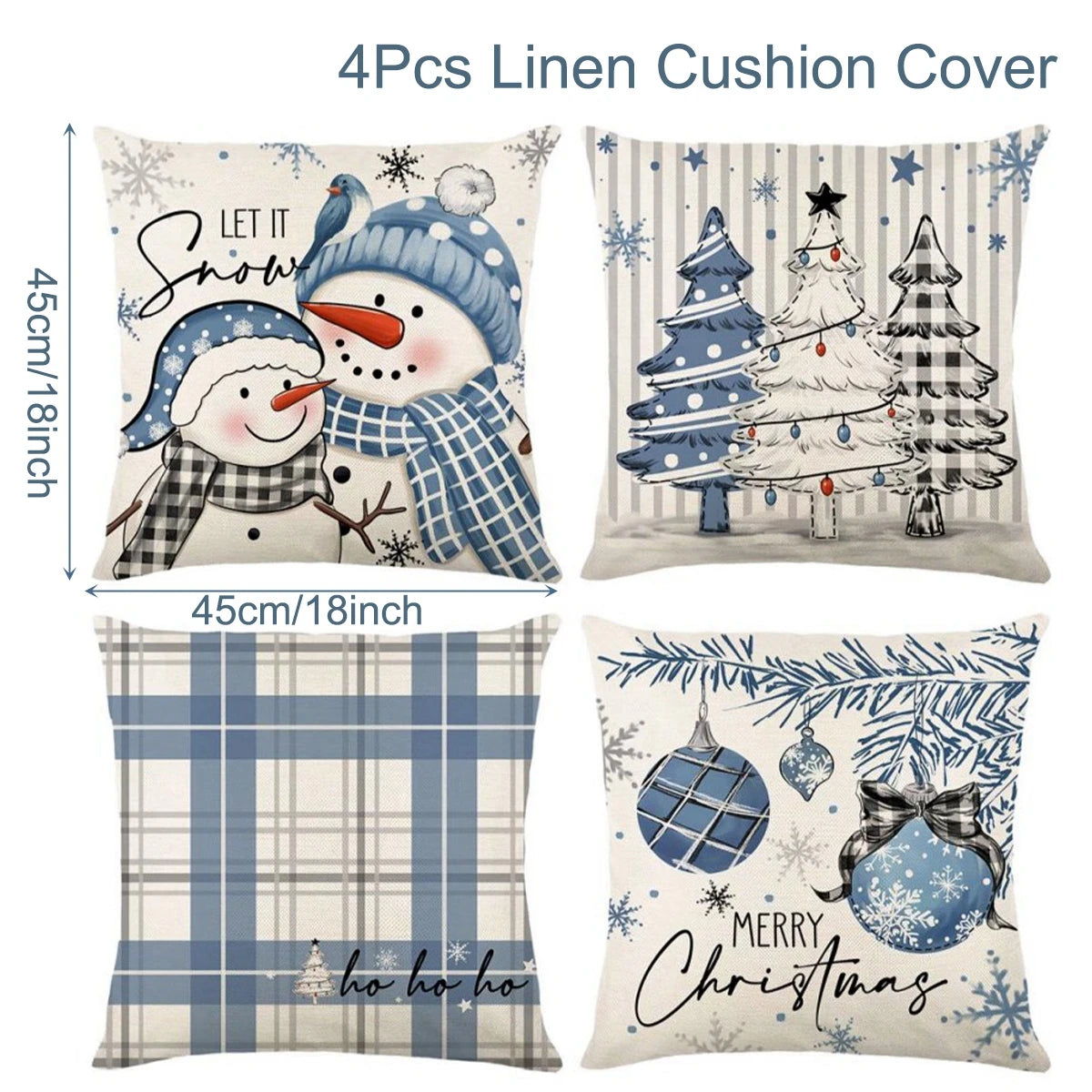4pcs Christmas Cushion Cover Pillowcase Merry Christmas Decoration Linen Pillow Cases Home 2025 Xmas Gifts Pillow Covers 2026