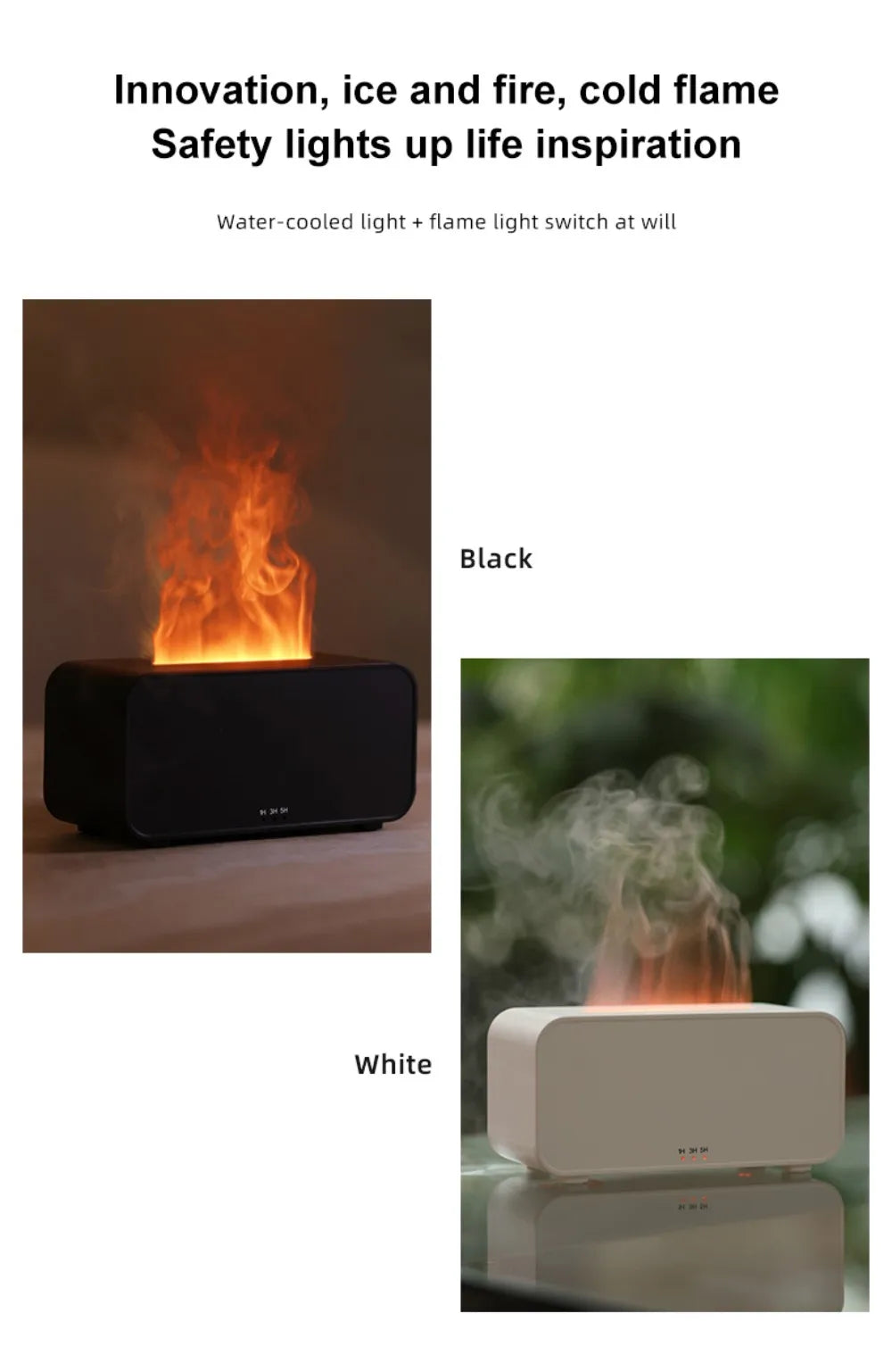Humidifier Flame Aromatherapy Diffuser Can Add Essential Oils 7 Colours Flame Diffuser Timing Protection USB Desktop Humidifier