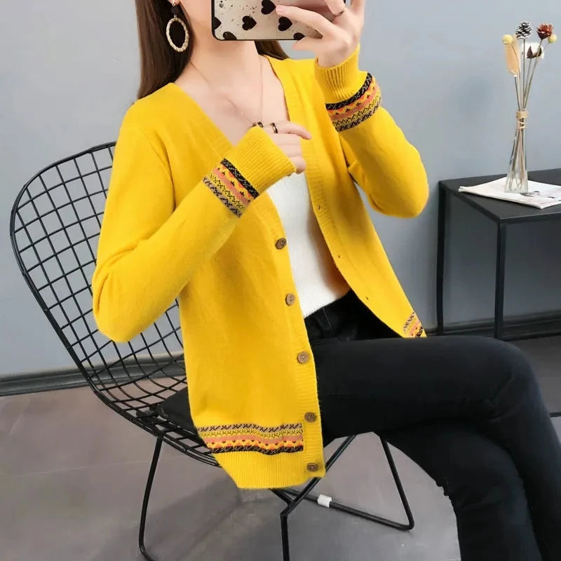 CNJiangxi Strickcardigan - V-Ausschnitt, Lockere Passform