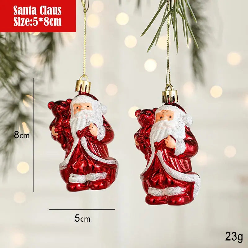 Weihnachtsdekoration, Weihnachtsbaum, Plüsch-Anhänger, Weihnachtsmann, kleine Glocke, Elch, Schneeflocke, Schleife, Stern, Glückstüte, Zuckerstangen-Anhänger