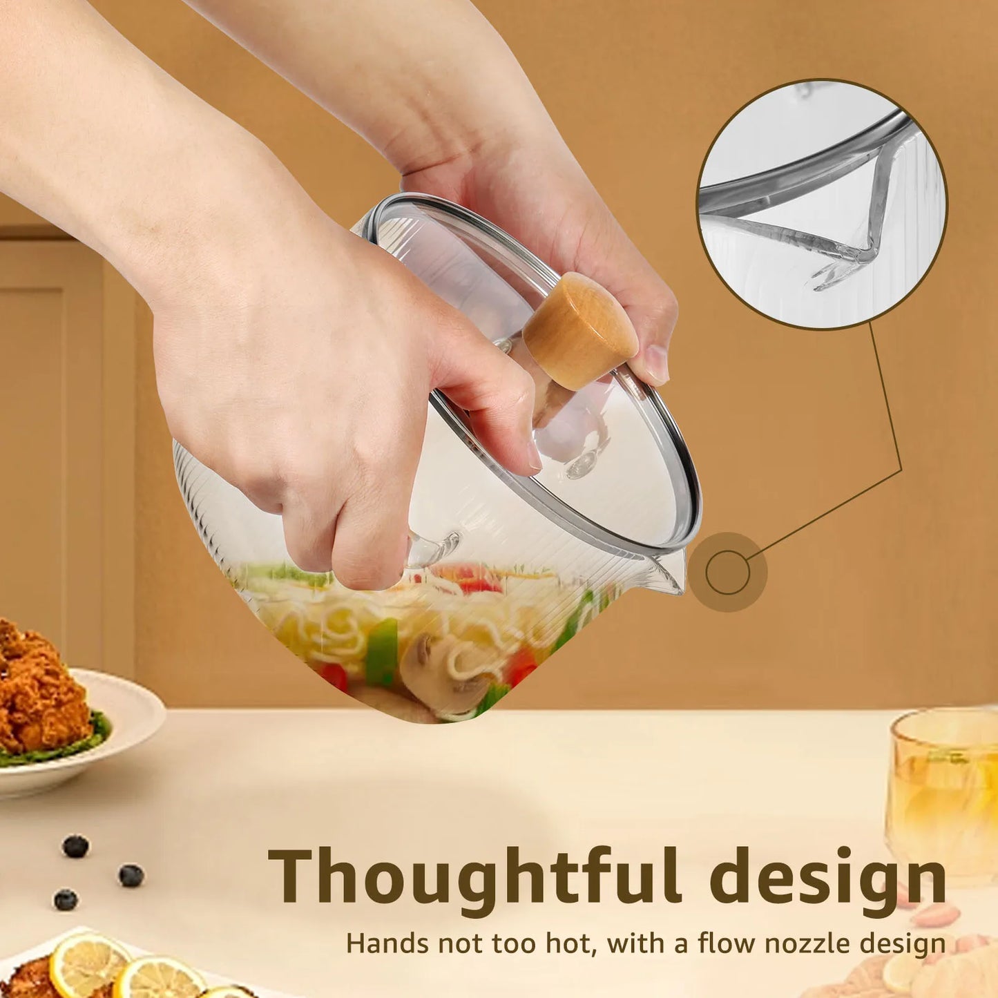 Glass Saucepan Clear Cooking Pot with Lid 16CM Heat Resistant Glass Soup Pot Dual Handles Glass Stovetop Kitchen Cooking Tools