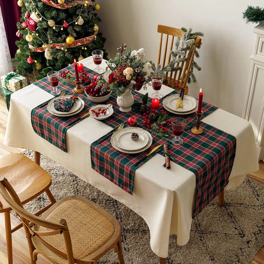 Christmas Plaid Tablecloth Xmas Party Red Green Rectangle Table Cloth Vintage Dining Table Cover For Home Living Room Decoration