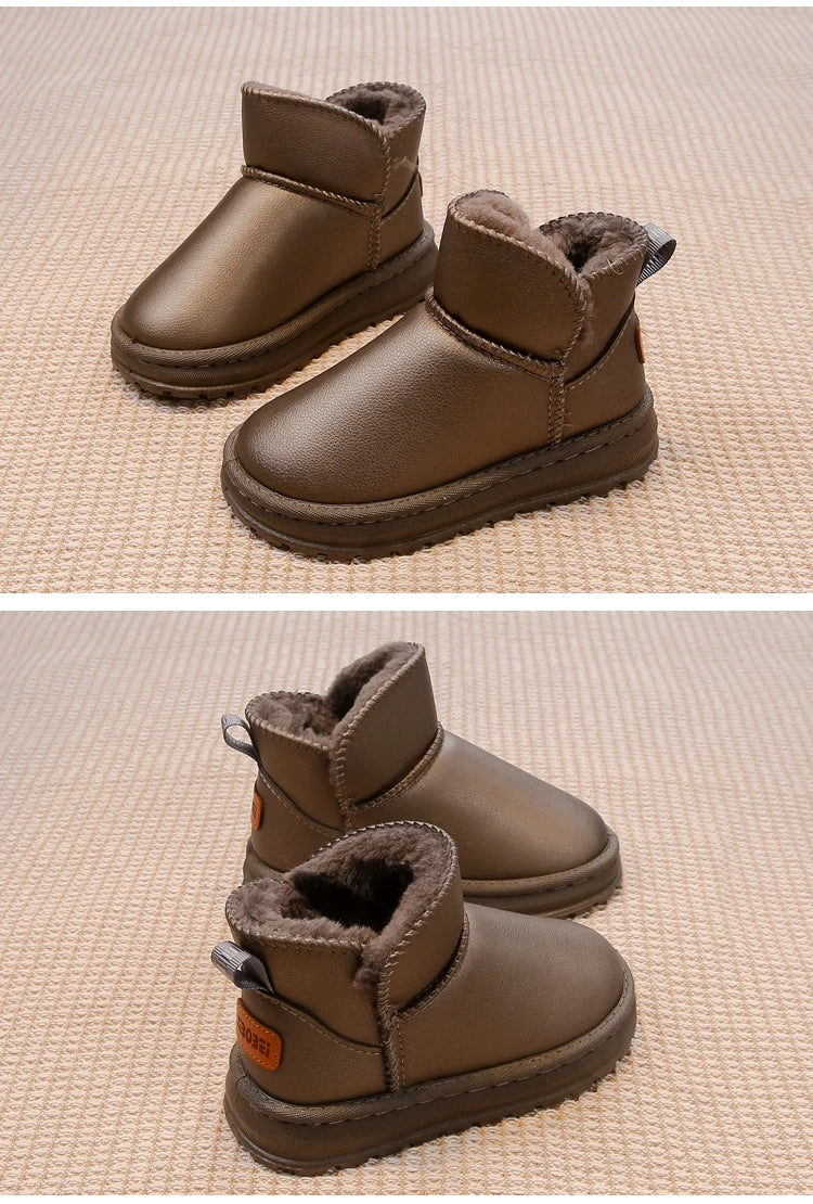 Kinder-Schneestiefel für Jungen und Mädchen, modisch, 2025, Herbst und Winter, warm, dick, Plüsch, Stiefeletten, rutschfest, Kinderstiefel, klassisches Gummi
