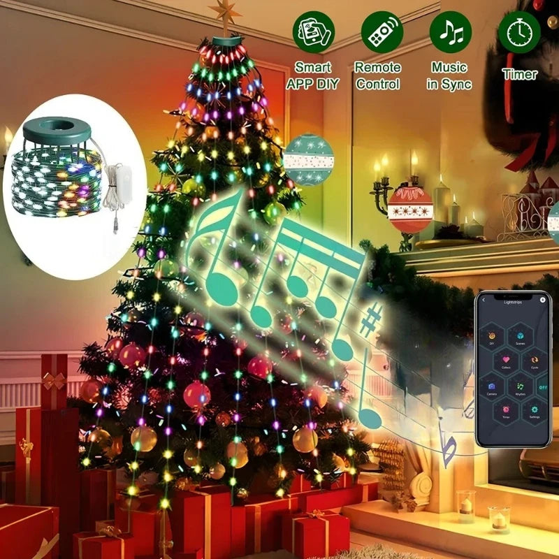 RTONTR LED Lichterkette App Steuerung - Länge 2,1 m, Knopfzellbatterie