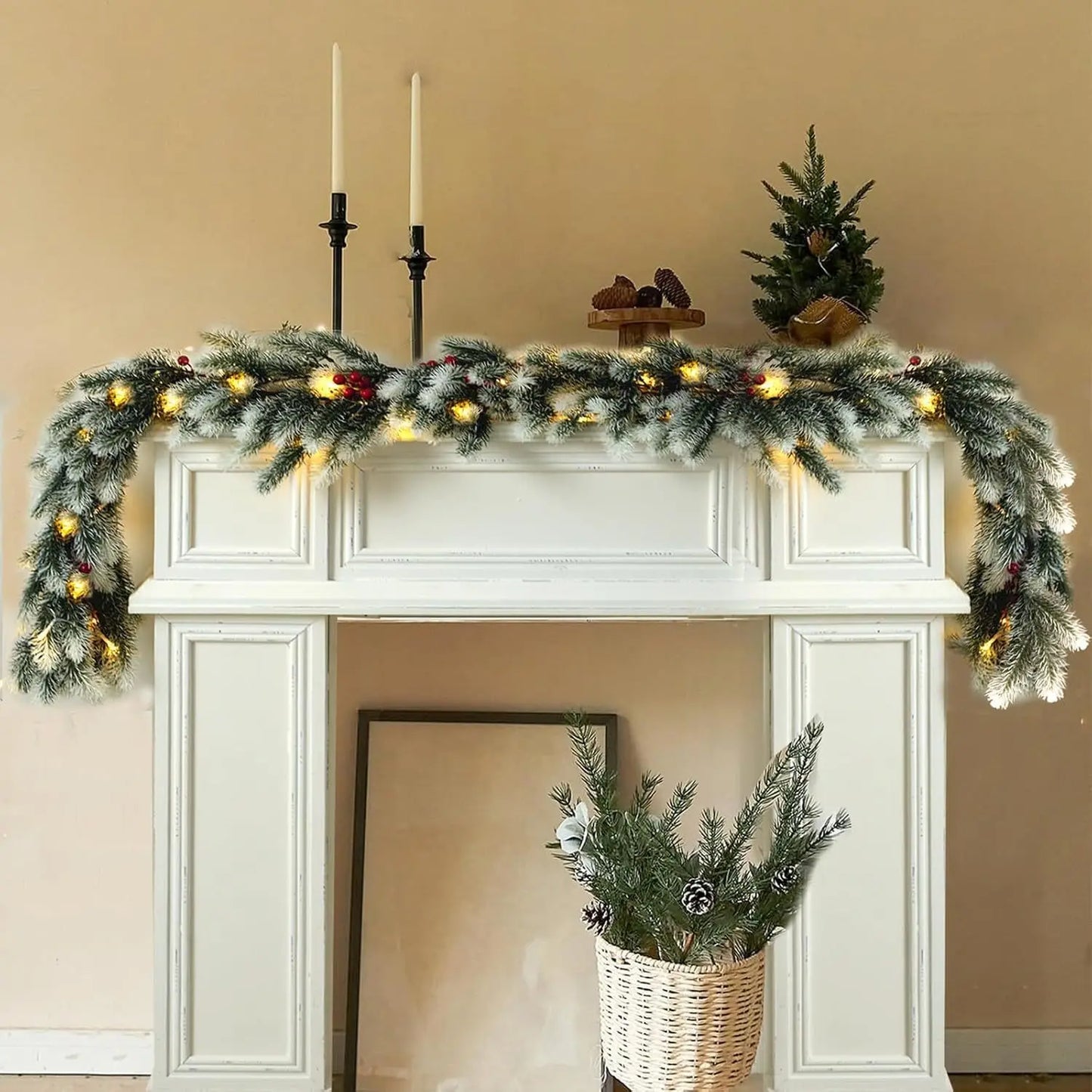6 Fuß echte künstliche Girlande – ideal für Weihnachten, Winter und Neujahr, Dekoration für Mantel, Tisch, Wand, Weihnachtsdekoration