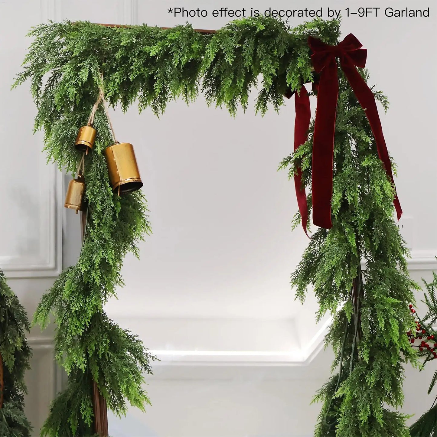 Weihnachts-Zeder-Girlande, künstliche Winter-Kiefern-Girlande für Mantel, Urlaubsatmosphäre, Requisiten, Party-Dekoration für Haustür, Kamin