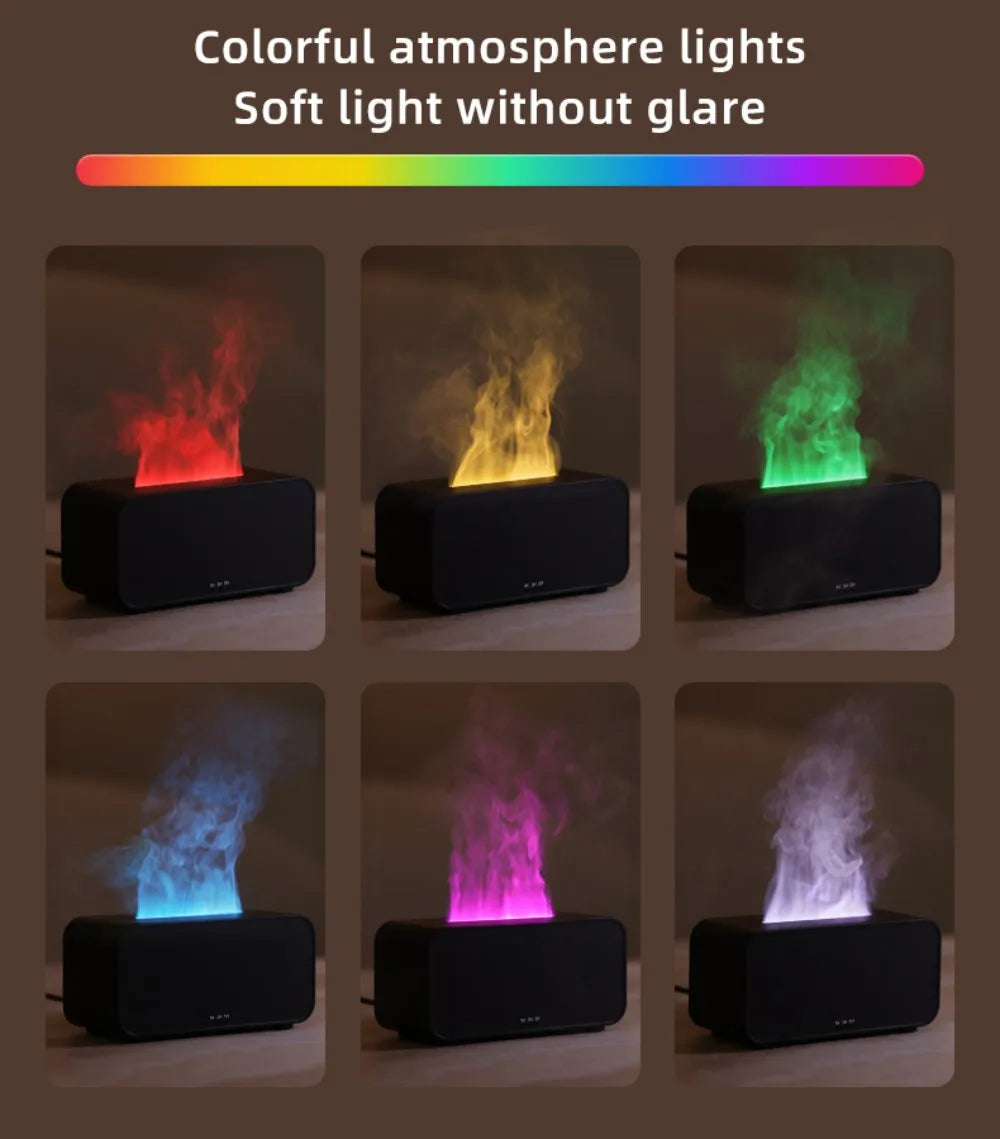 Humidifier Flame Aromatherapy Diffuser Can Add Essential Oils 7 Colours Flame Diffuser Timing Protection USB Desktop Humidifier
