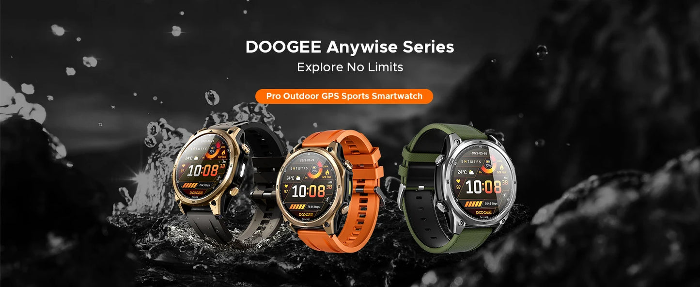 DOOGEE Anywise W1 Wasserdicht - Batterie 550 mAh, Akkulaufzeit 14 Tage, Display 1,43 Zoll