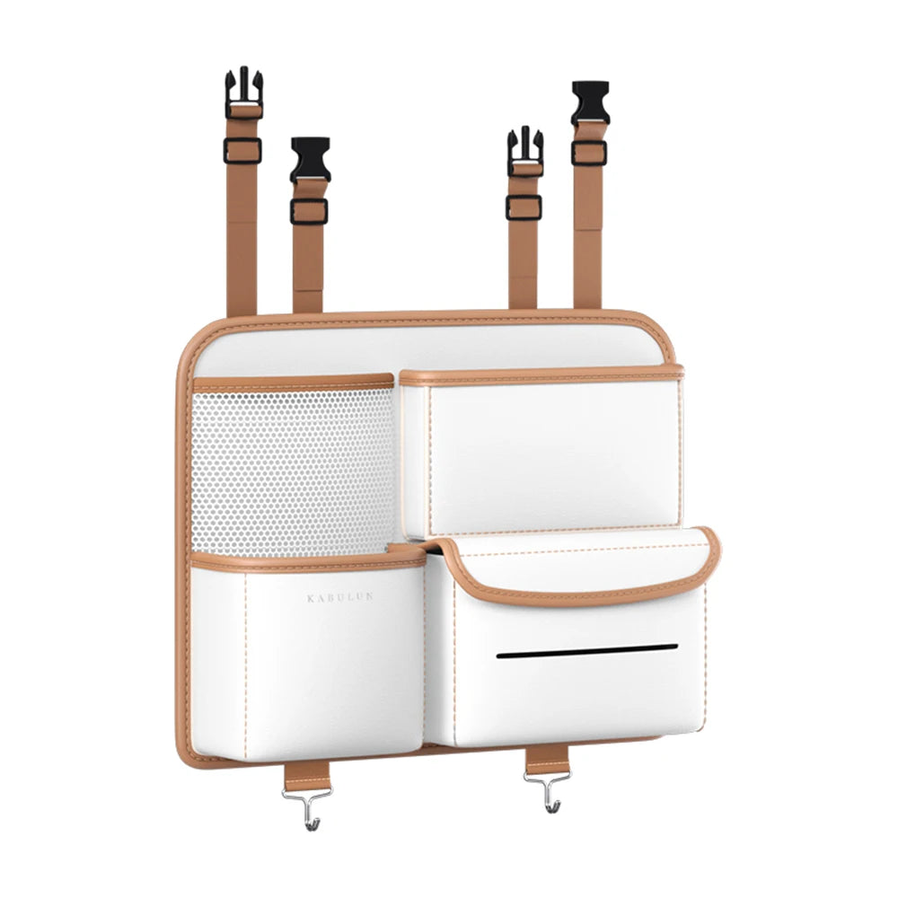 Anti Kick Pad Cup Holder Auto seat back storage hanging bag Car Backseat Organizer Upgraded 6-Pocket with Hook Tissue Holder