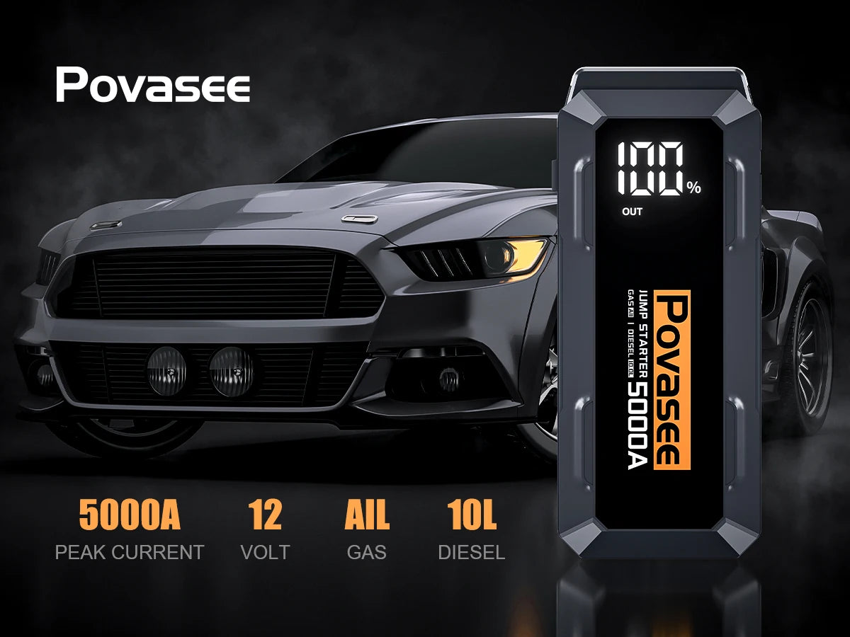 Povasee Jump Starter 5000 A Spitzenstrom - 12000-18000 mAh