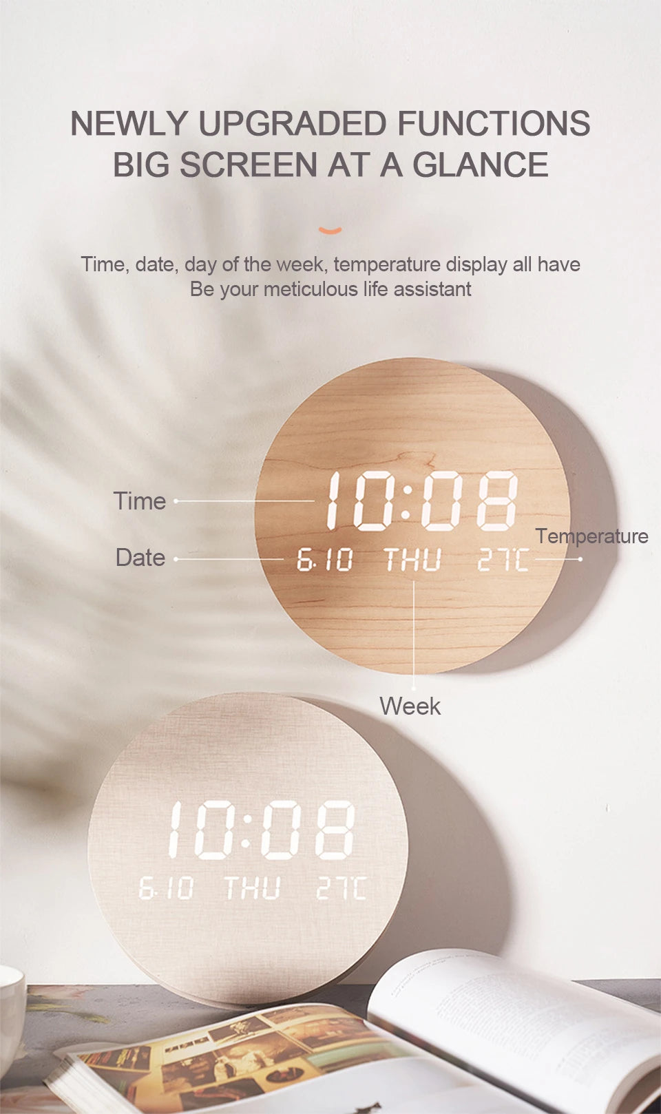 Kreativ Digital Wanduhr Einfach Großer Bildschirm Hängend Dual Zweck Uhr Temp Datum Woche Anzeige Stumm Uhr Indoor Wand Dekor