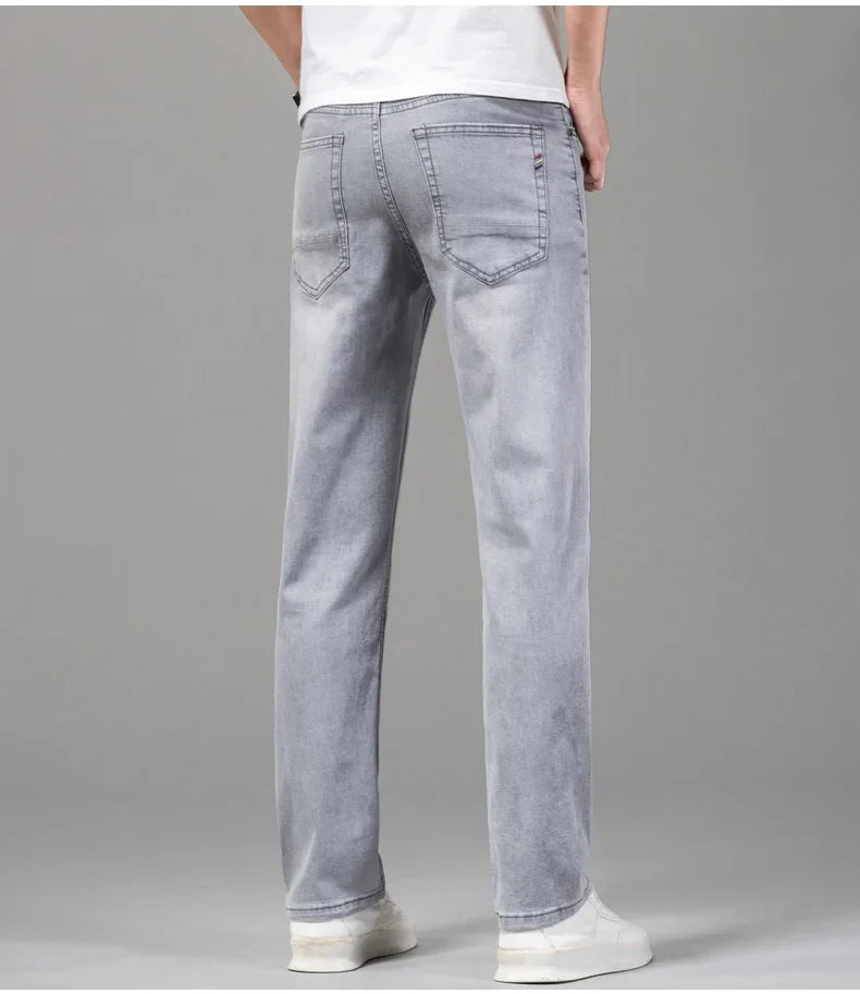 Sommer Slim Elastische Baumwolle Jeans - Gerade, Leicht