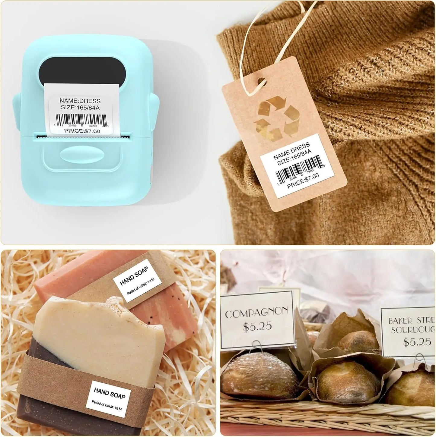 MARKLife P50 Bluetooth Etikettendrucker - Thermischer Mini Drucker für Barcode & Preisschilder