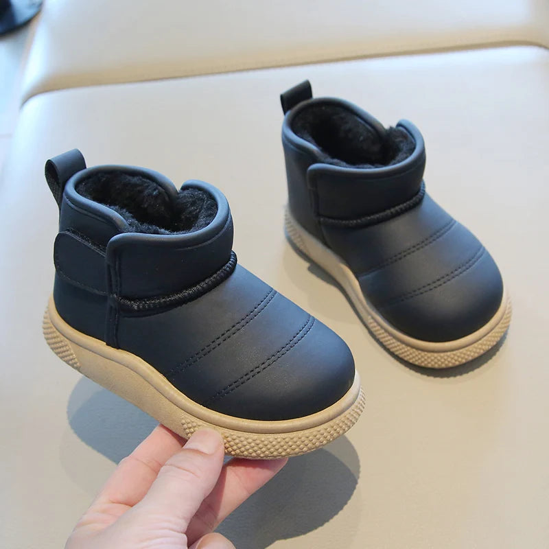 Kinder Schneestiefel Prägnanter Stil Plüsch Chunky Winter Kinder Kurzstiefel Einfarbig Slip-on Unisex Klassische Jungen Mädchen Schuhe