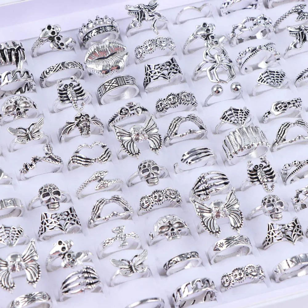 Zhang V Gui Punk Fingerring Set - 10/20/30/50 Stk Zink