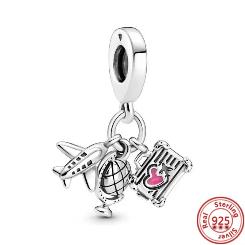 925 Silber Einkaufstasche Koffer Reisepass Handtasche Kamera Liebe Reise Leben DIY Perlen für Original Pantaro Charms Armband Schmuck
