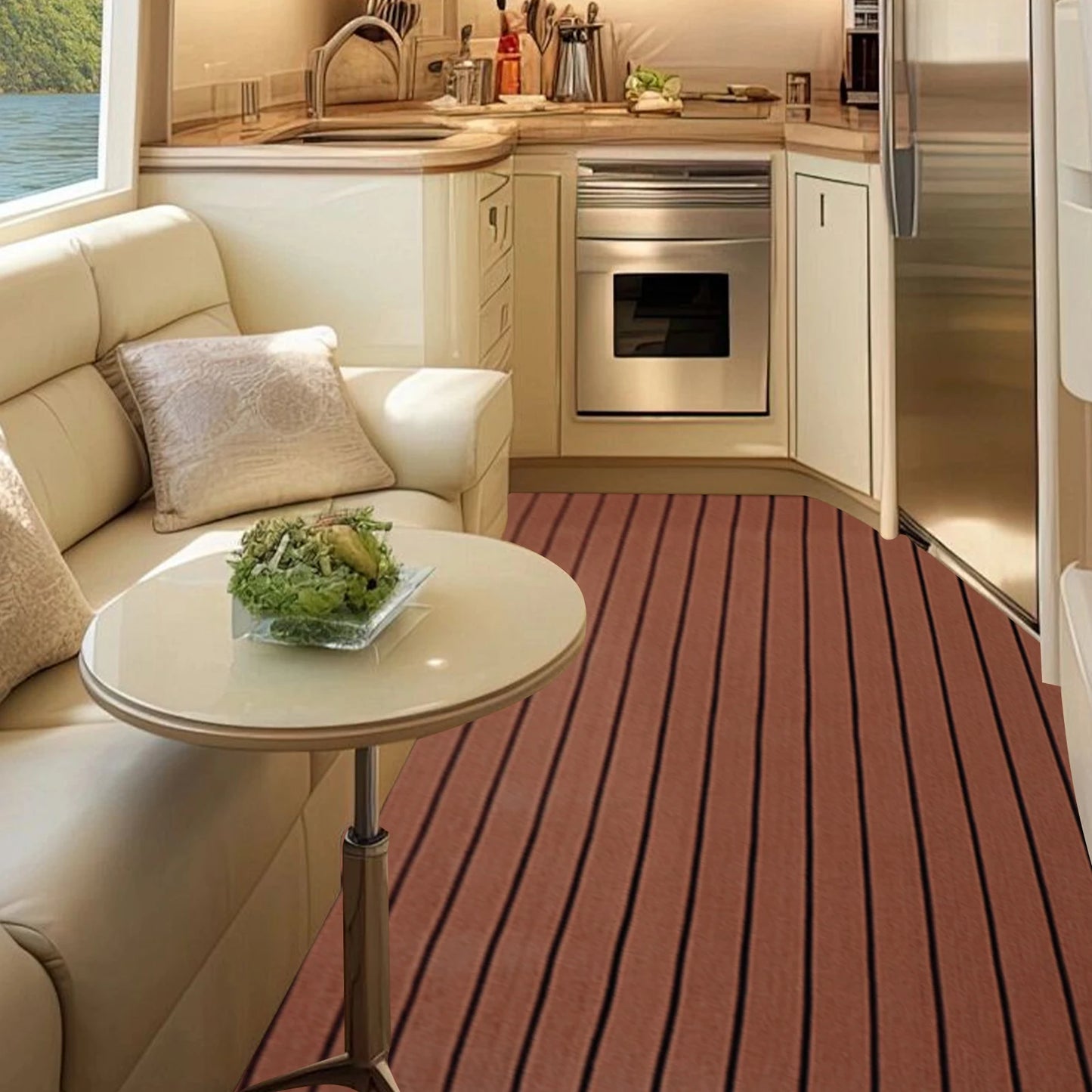 90*240cm EVA RV Floor Mat Marine Boat Yacht Flooring Anti-Slip Mat Decking Sheet Pad Self Adhesive Vehicle Pad for Boat RVs