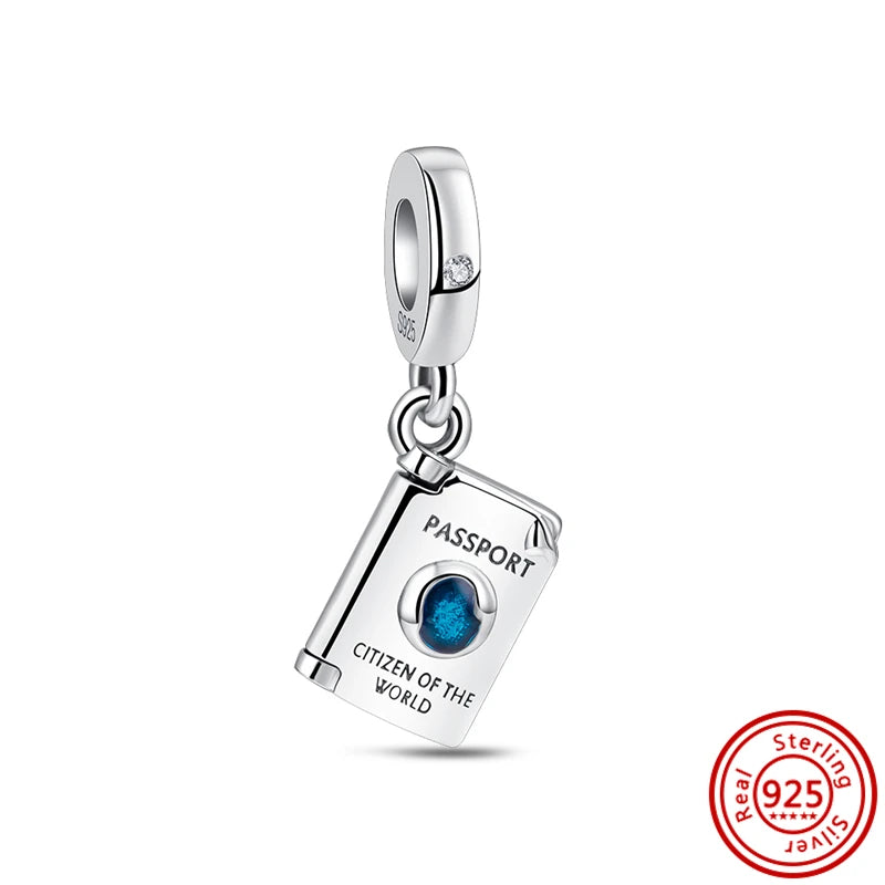 925 Silber Einkaufstasche Koffer Reisepass Handtasche Kamera Liebe Reise Leben DIY Perlen für Original Pantaro Charms Armband Schmuck